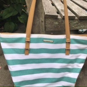 Nine West Tote, Canvas, ZIP Top, Very Good Used